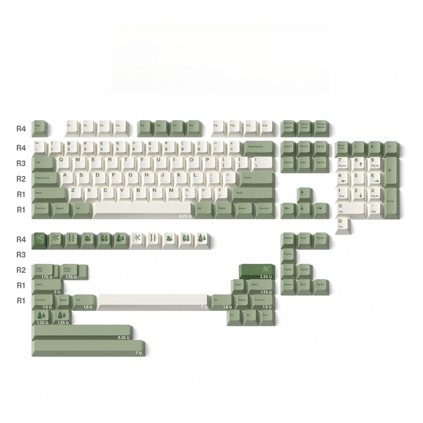 Cherry Profile Dye-Sub PBT Keycap Set - Green Bamboo - KeyCapUS