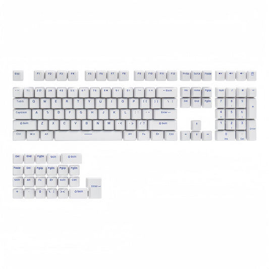 OEM PBT Double-Shot Keycap Set - White and Blue Letter - KeyCapUS