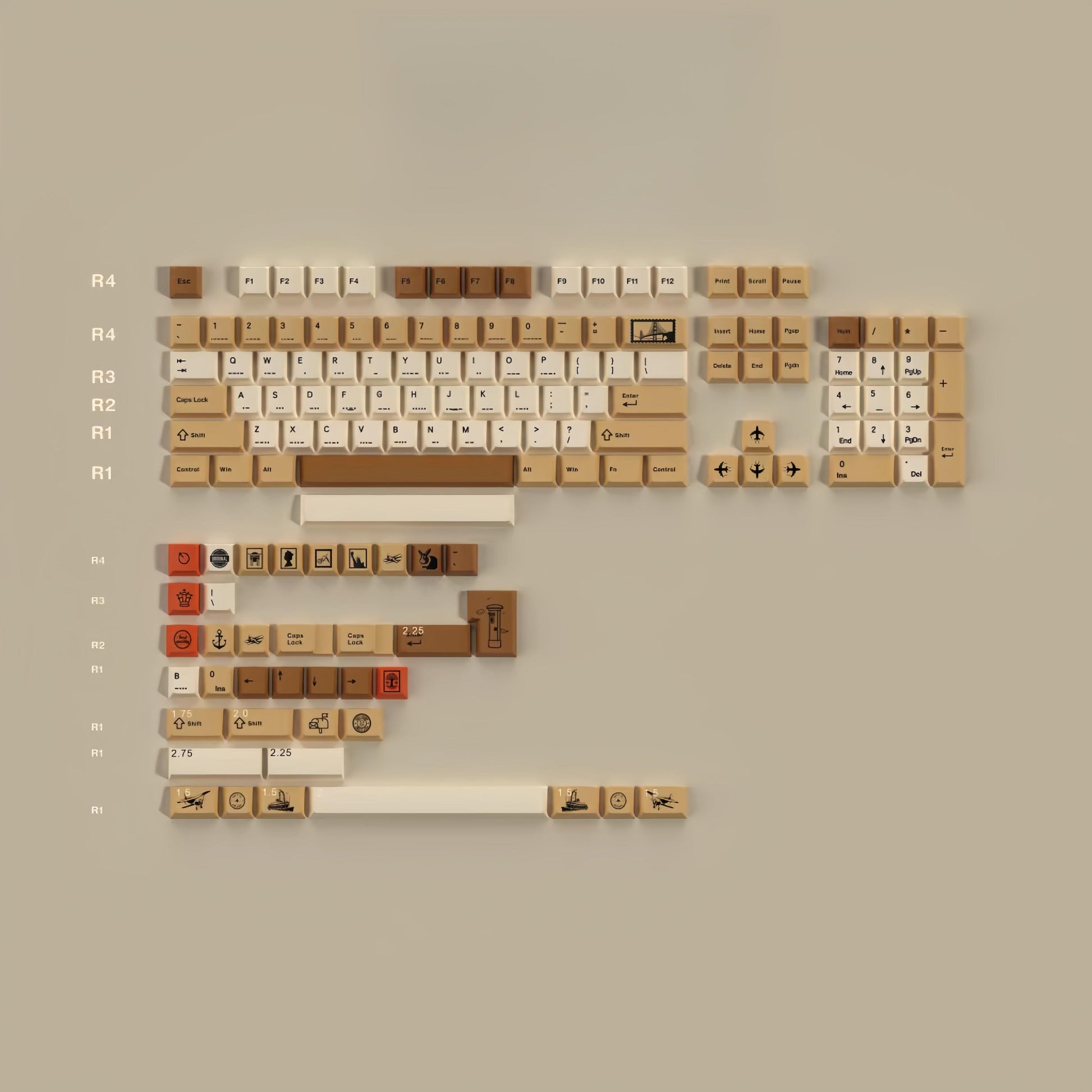 Cherry Profile Dye-Sub PBT Keycap Set - Retro Stamp - KeyCapUS