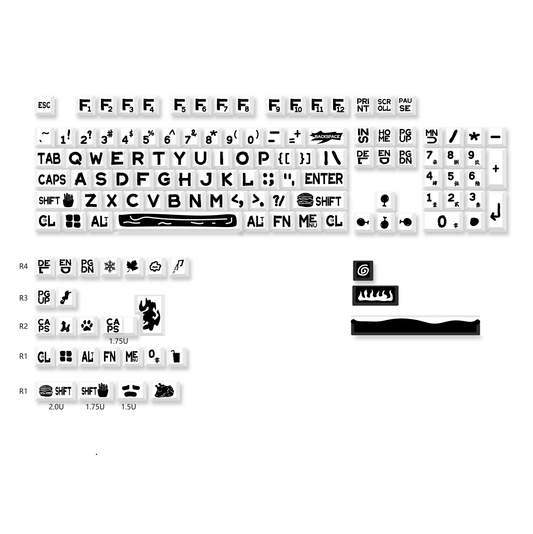 Cherry Profile Double-Shot PBT Keycap Set - Big Black Characters - KeyCapUS