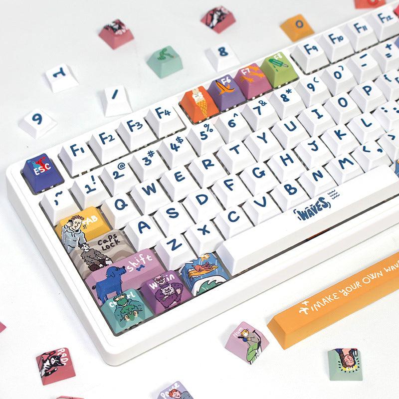 Cherry/XDA-like Profile Dye-Sub PBT Keycap Set - Waves - KeyCapUS