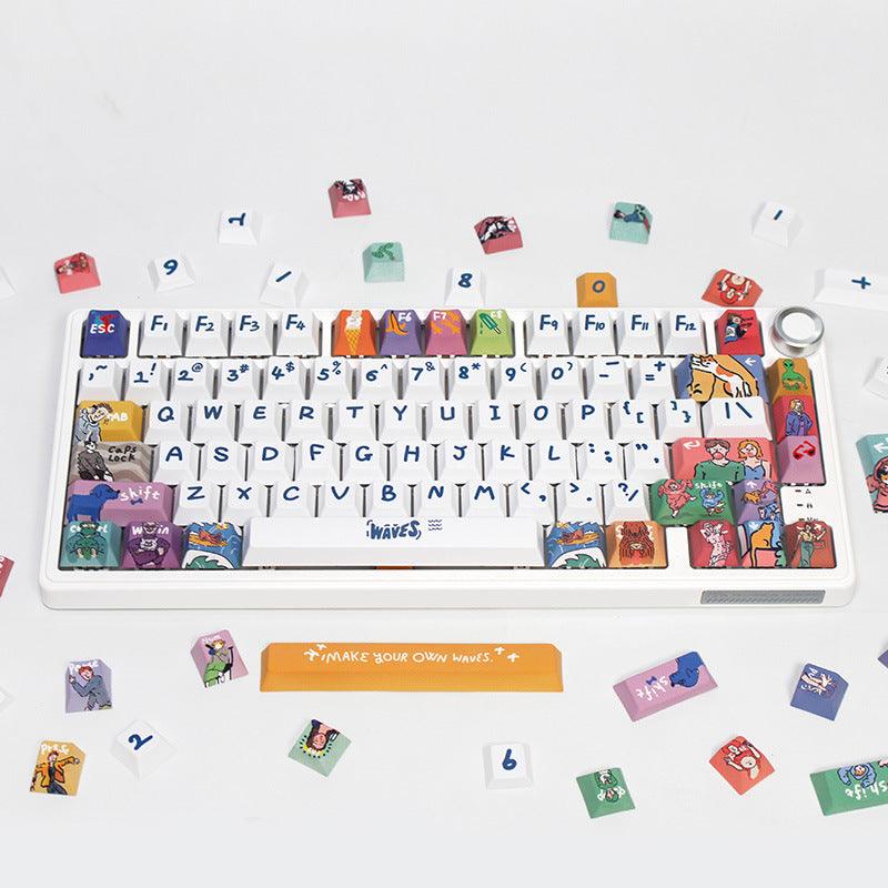 Cherry/XDA-like Profile Dye-Sub PBT Keycap Set - Waves - KeyCapUS