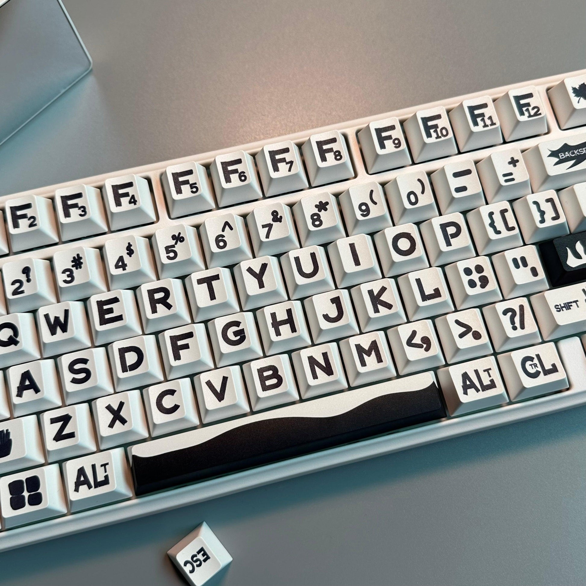 Cherry Profile Double-Shot PBT Keycap Set - Big Black Characters - KeyCapUS