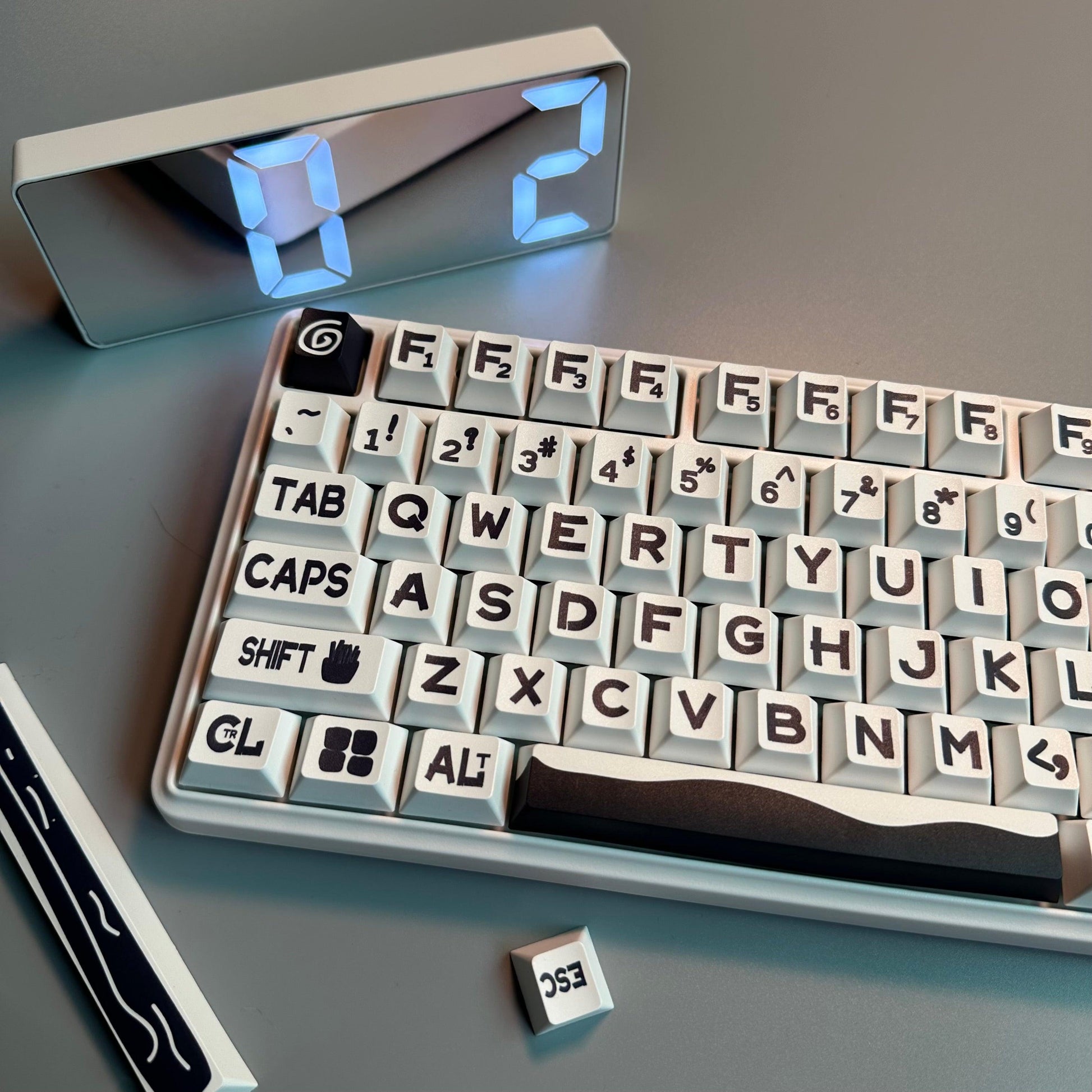 Cherry Profile Double-Shot PBT Keycap Set - Big Black Characters - KeyCapUS