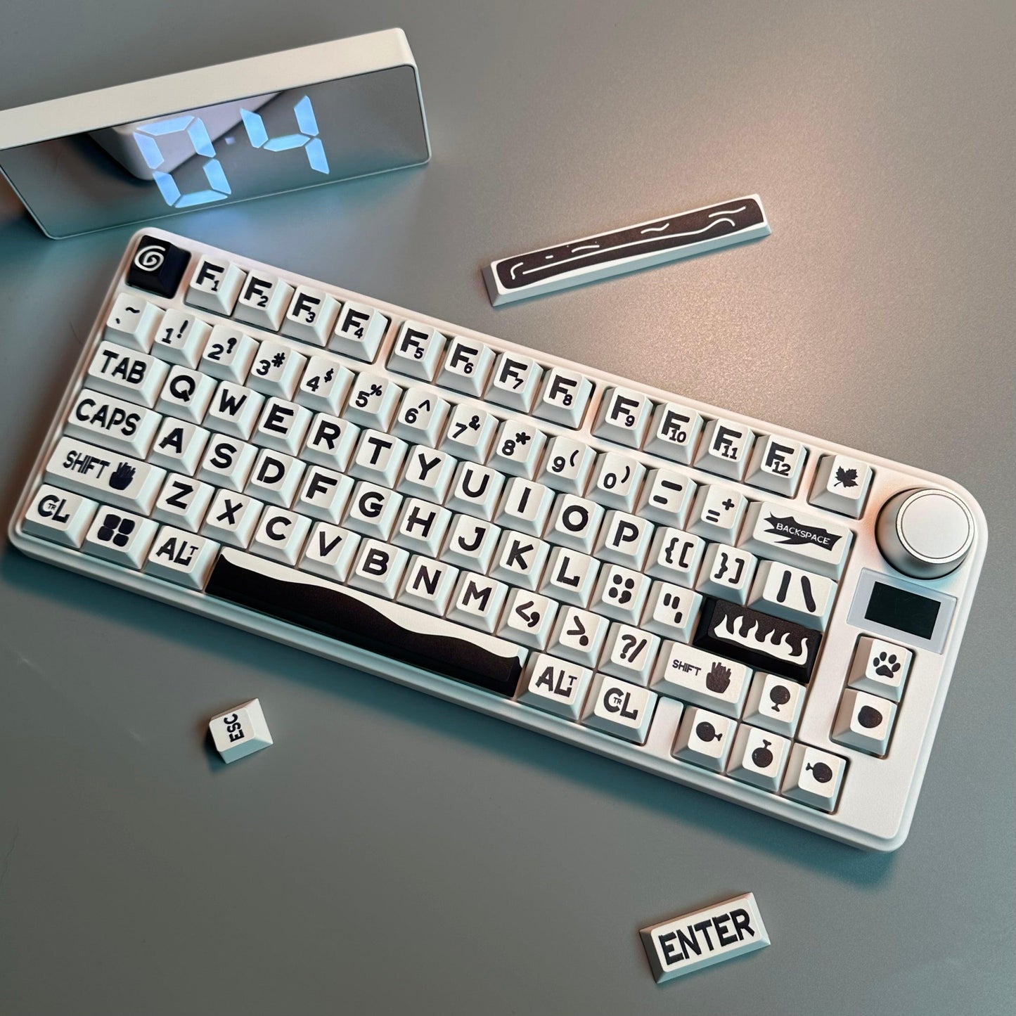 Cherry Profile Double-Shot PBT Keycap Set - Big Black Characters - KeyCapUS