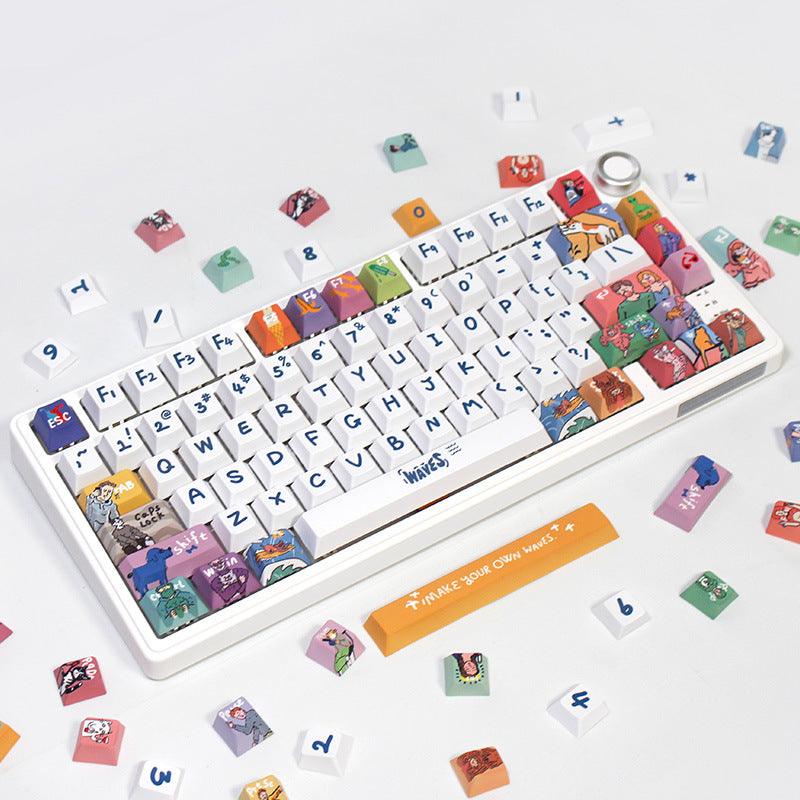 Cherry/XDA-like Profile Dye-Sub PBT Keycap Set - Waves - KeyCapUS