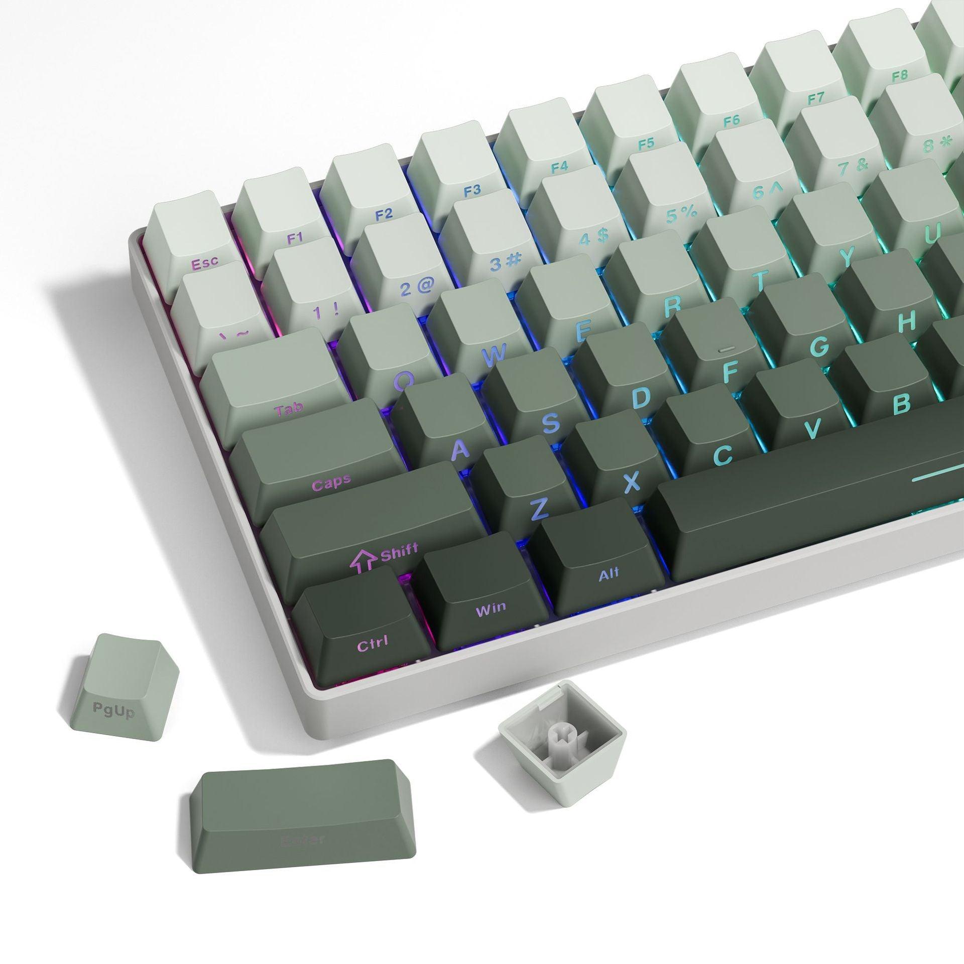 OEM Double-Shot PBT Keycap Set - Grass Green Gradient - KeyCapUS