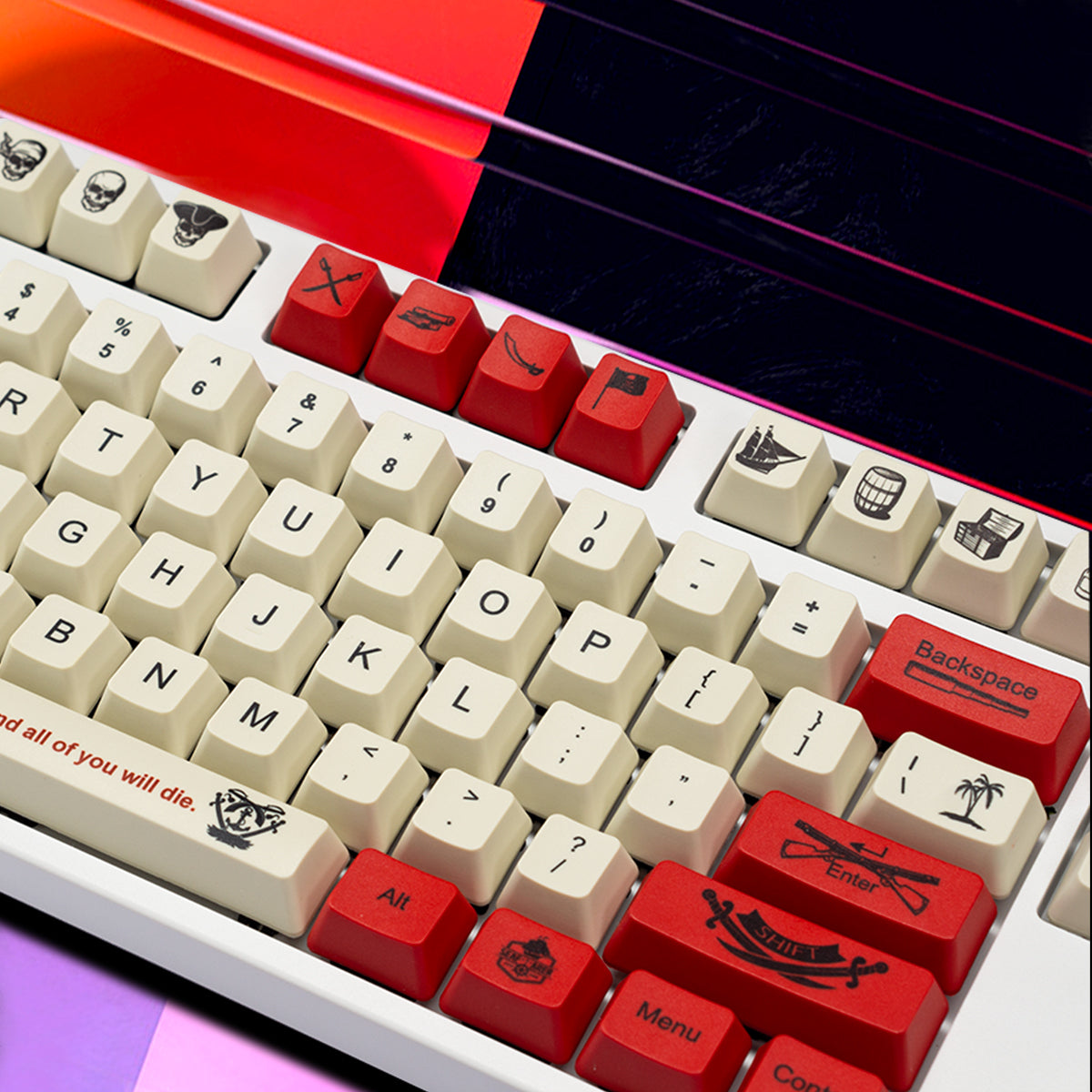 Retro OEM Dye-Sub PBT Keycap Set - Pirates Theme - KeyCapUS