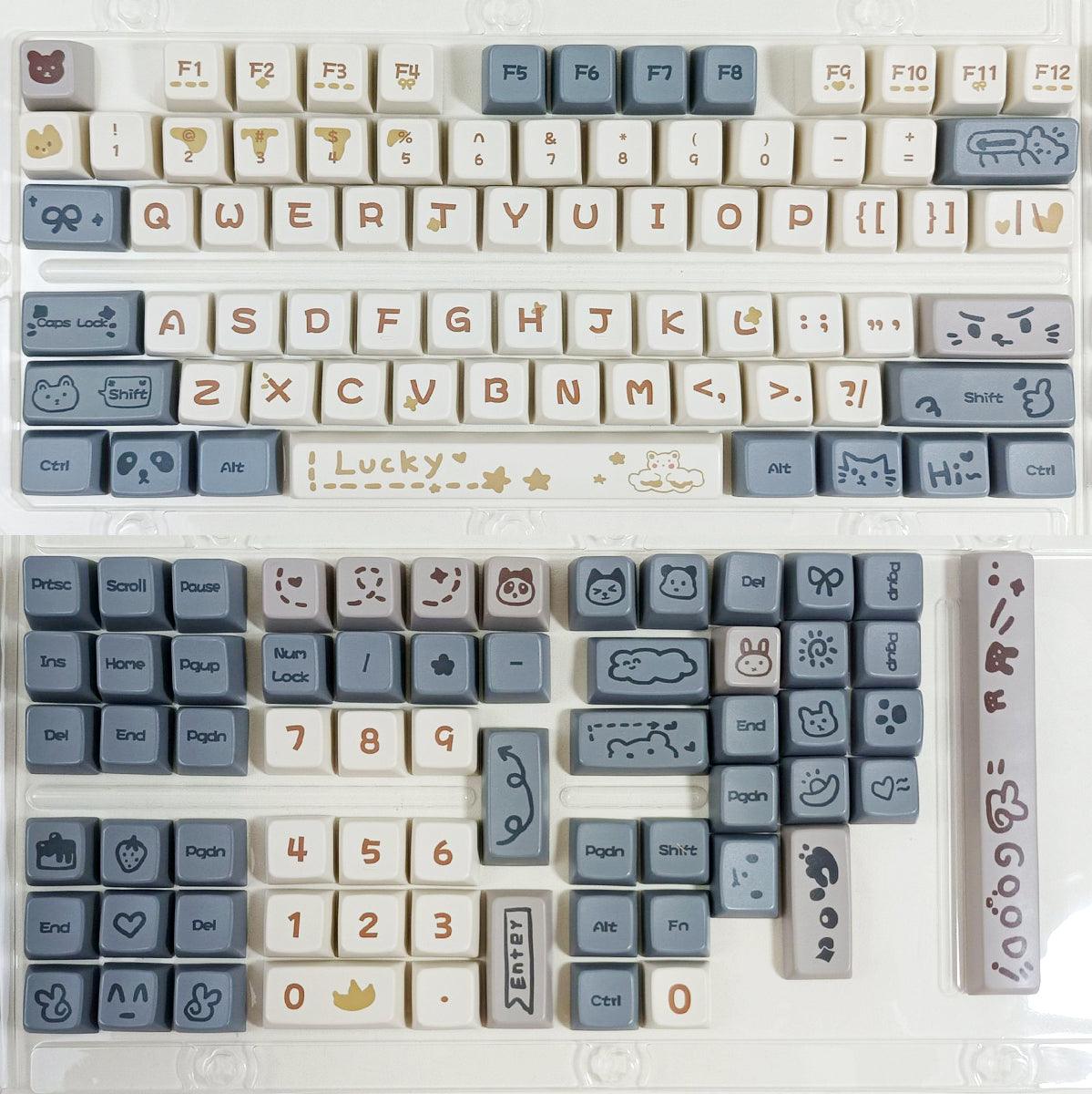 Cute MDA Dye-Sub PBT Keycap Set - Bear Life - KeyCapUS