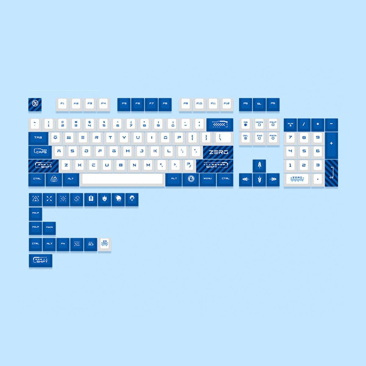 Cute Cherry Dye-Sub PBT Keycap Set - Blue and White - KeyCapUS