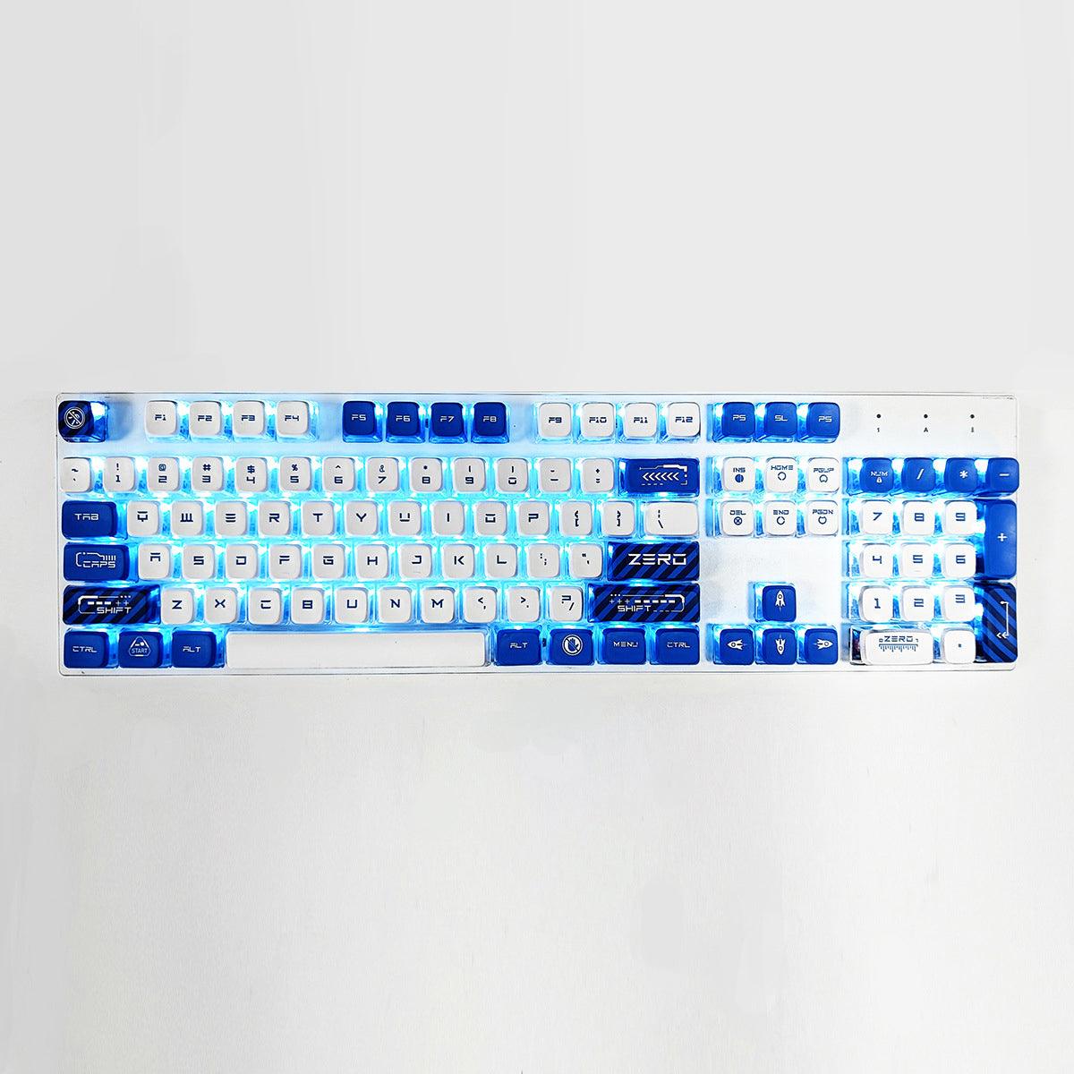 Cute Cherry Dye-Sub PBT Keycap Set - Blue and White - KeyCapUS