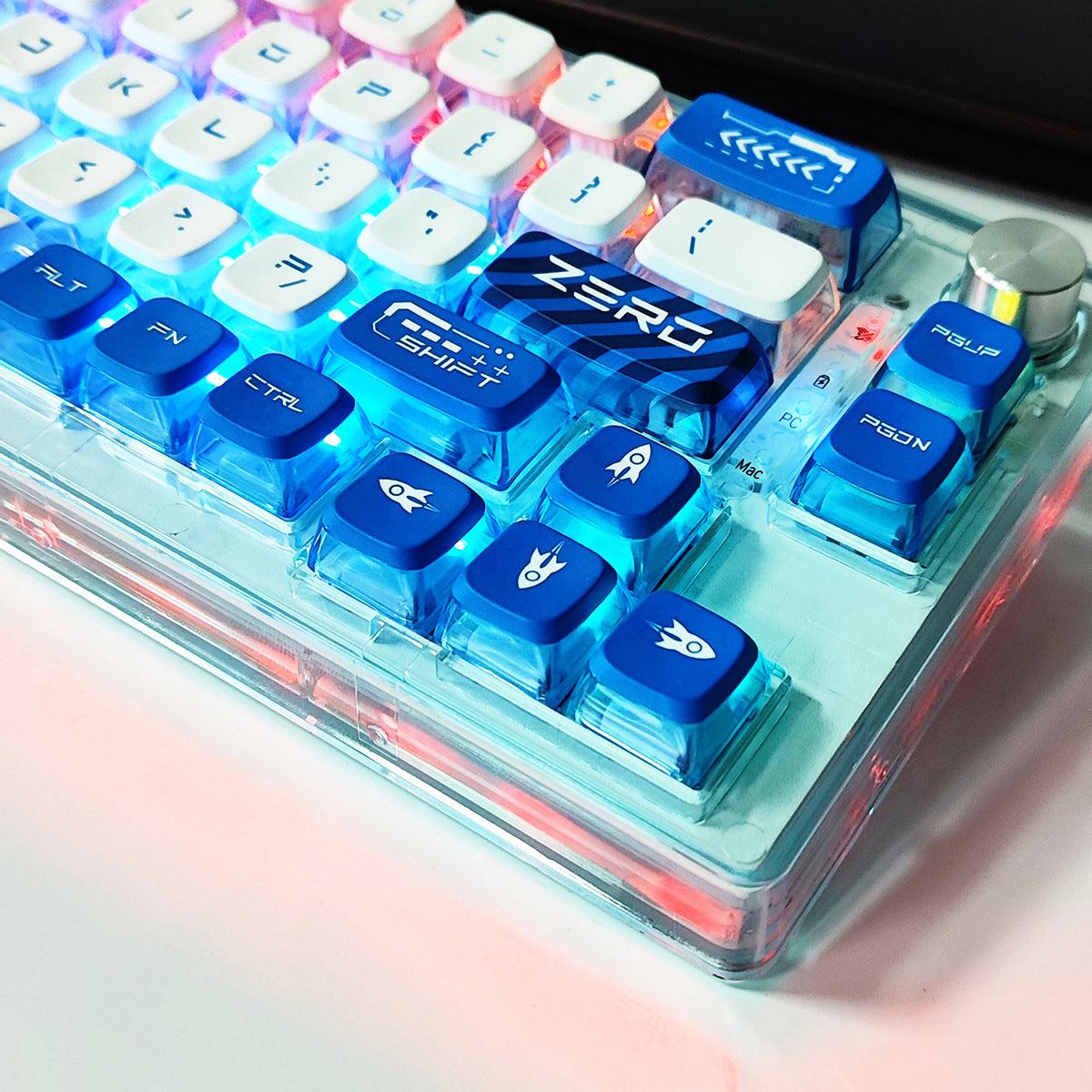 Cute Cherry Dye-Sub PBT Keycap Set - Blue and White - KeyCapUS