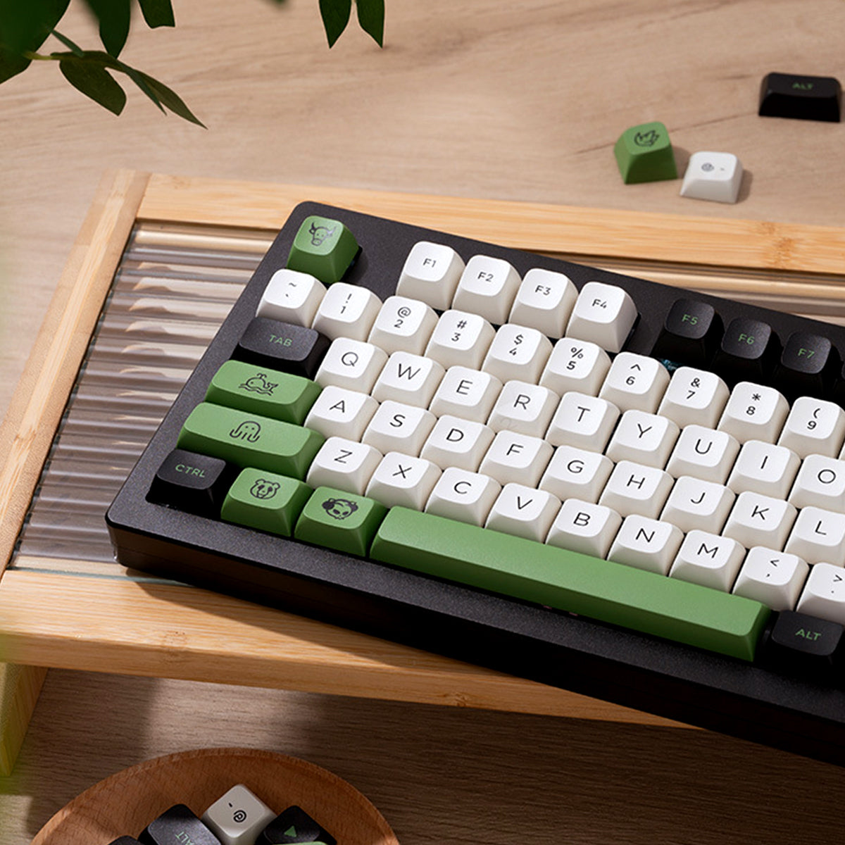 Retro Akko MDA Double-Shot PBT Keycap Set - Panda - KeyCapUS