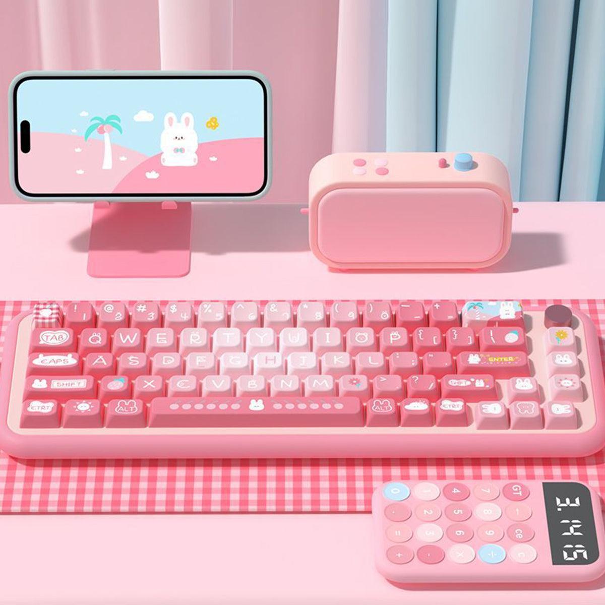 MDA Dye-Sub PBT Keycap Set - Pink Summer Bunny - KeyCapUS