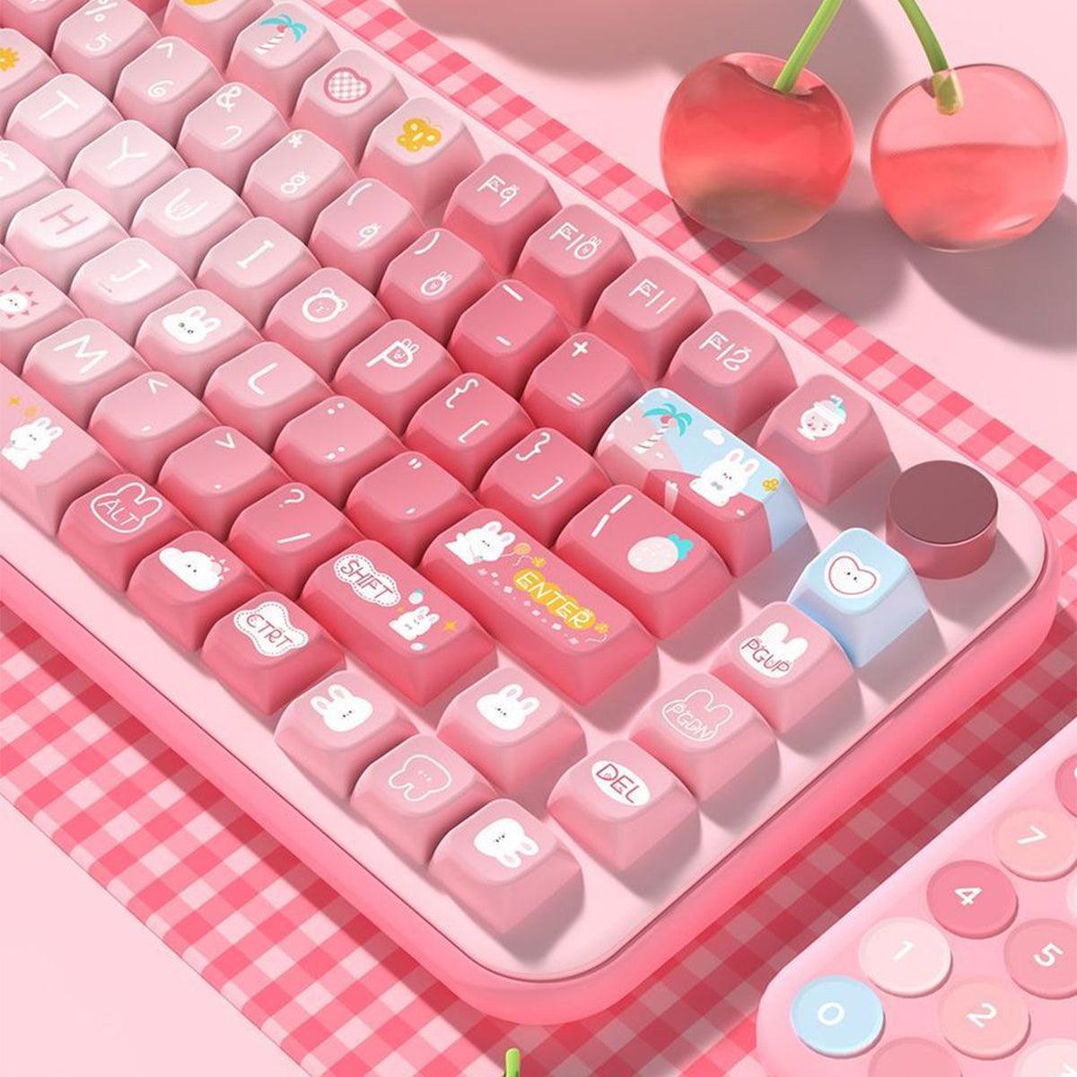 MDA Dye-Sub PBT Keycap Set - Pink Summer Bunny - KeyCapUS