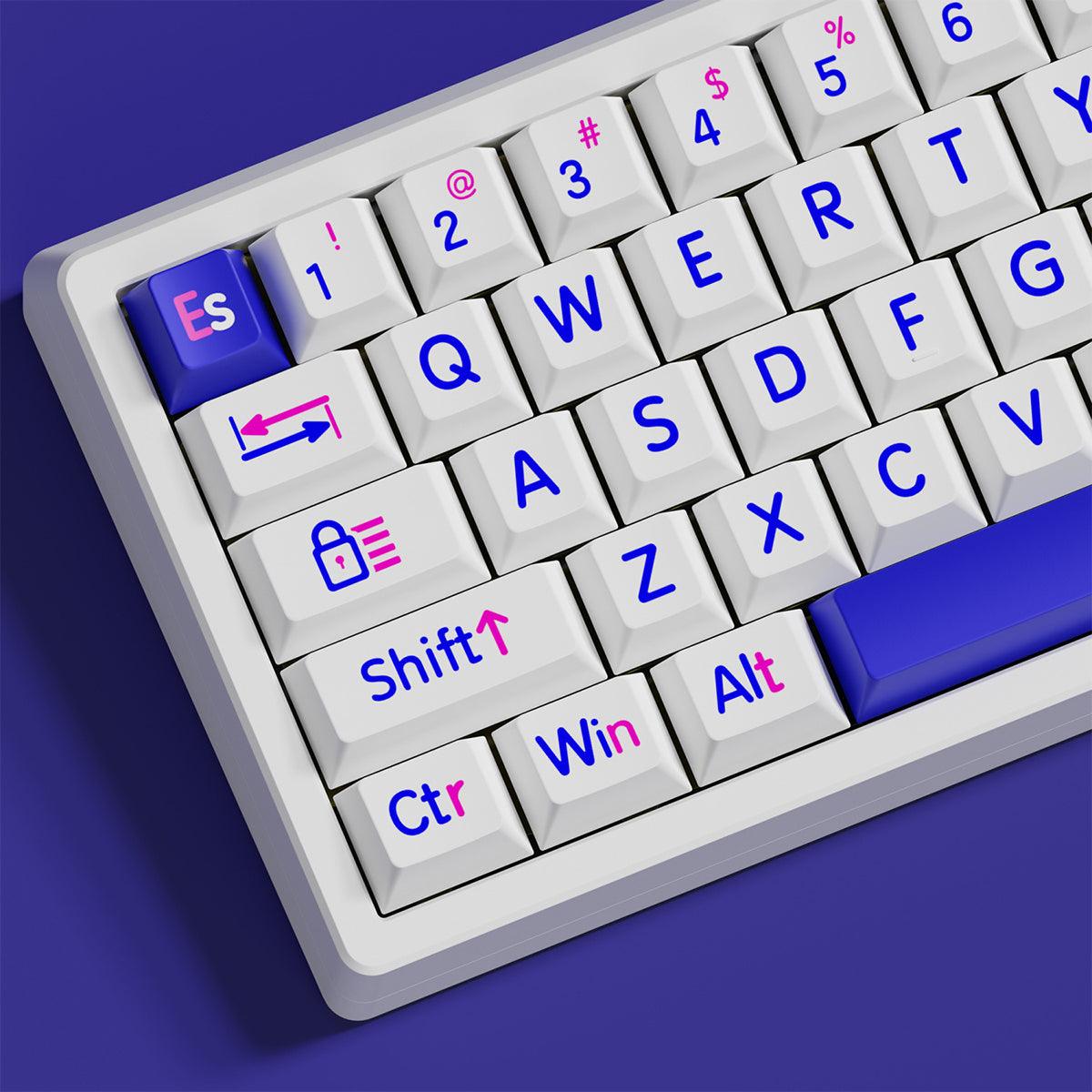 Cherry Profile Double-Shot PBT Keycap Set - Klein Blue Large Characters - KeyCapUS