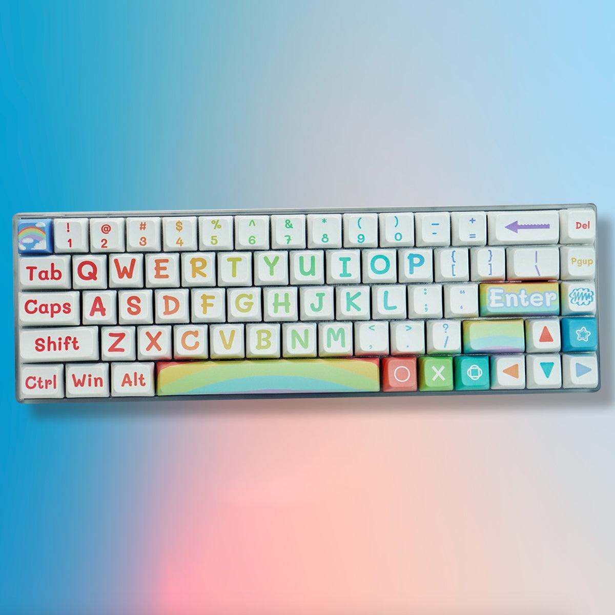 MDA PBT Dye-Sub Keycap Set - Rainbow - KeyCapUS