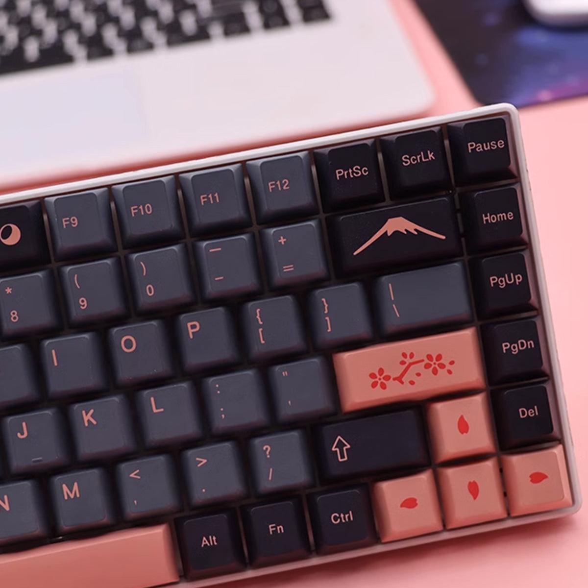 Cherry Profile Dye-Sub PBT Keycap Set - Yozakura Cherry Blosoms at Night - KeyCapUS