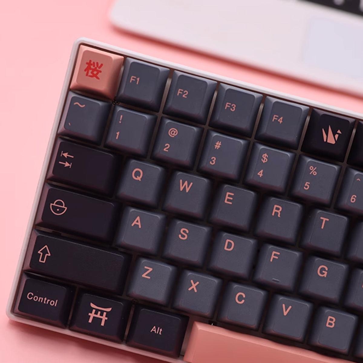 Cherry Profile Dye-Sub PBT Keycap Set - Yozakura Cherry Blosoms at Night - KeyCapUS