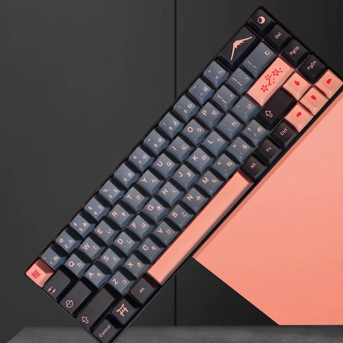 Cherry Profile Dye-Sub PBT Keycap Set - Yozakura Cherry Blosoms at Night - KeyCapUS