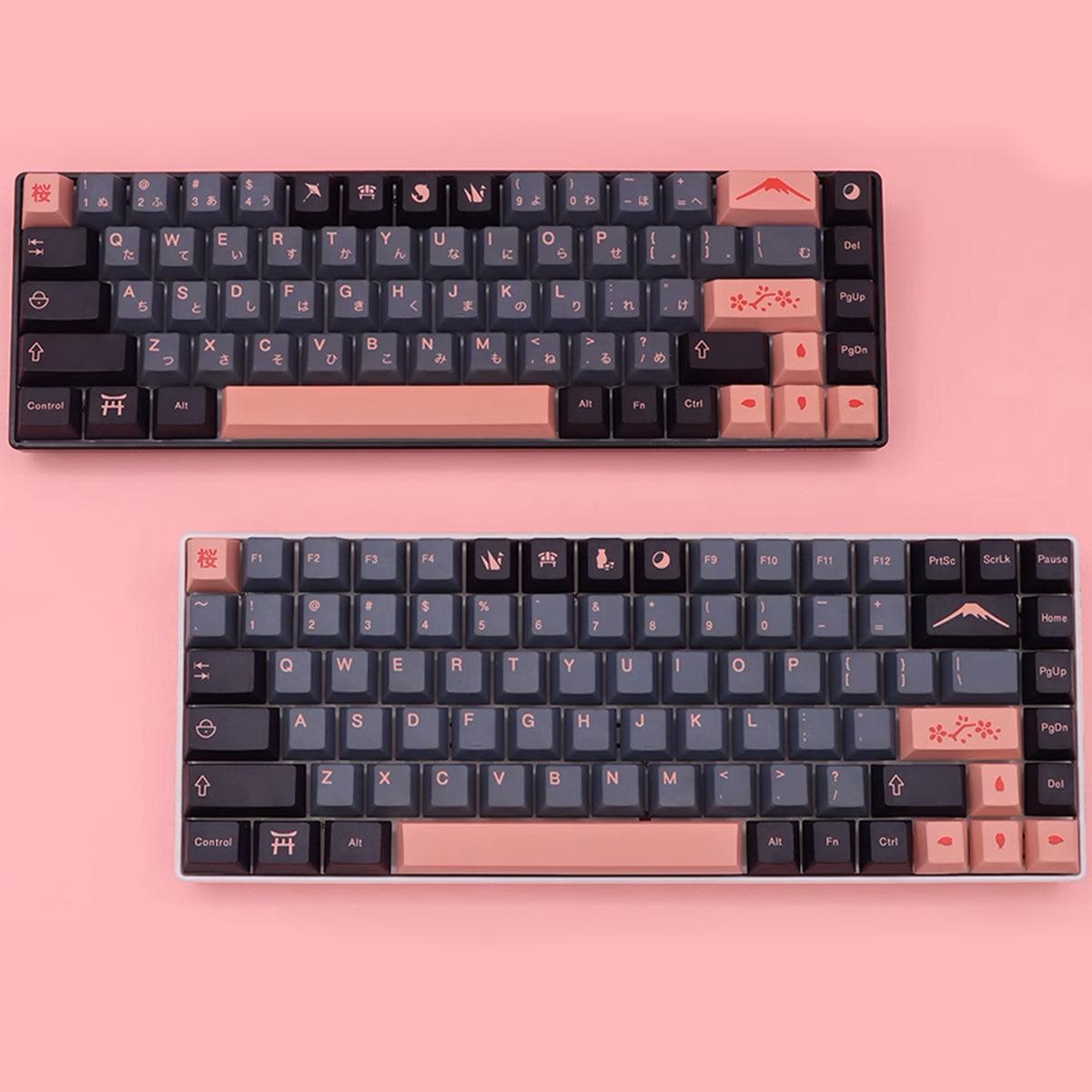 Cherry Profile Dye-Sub PBT Keycap Set - Yozakura Cherry Blosoms at Night - KeyCapUS