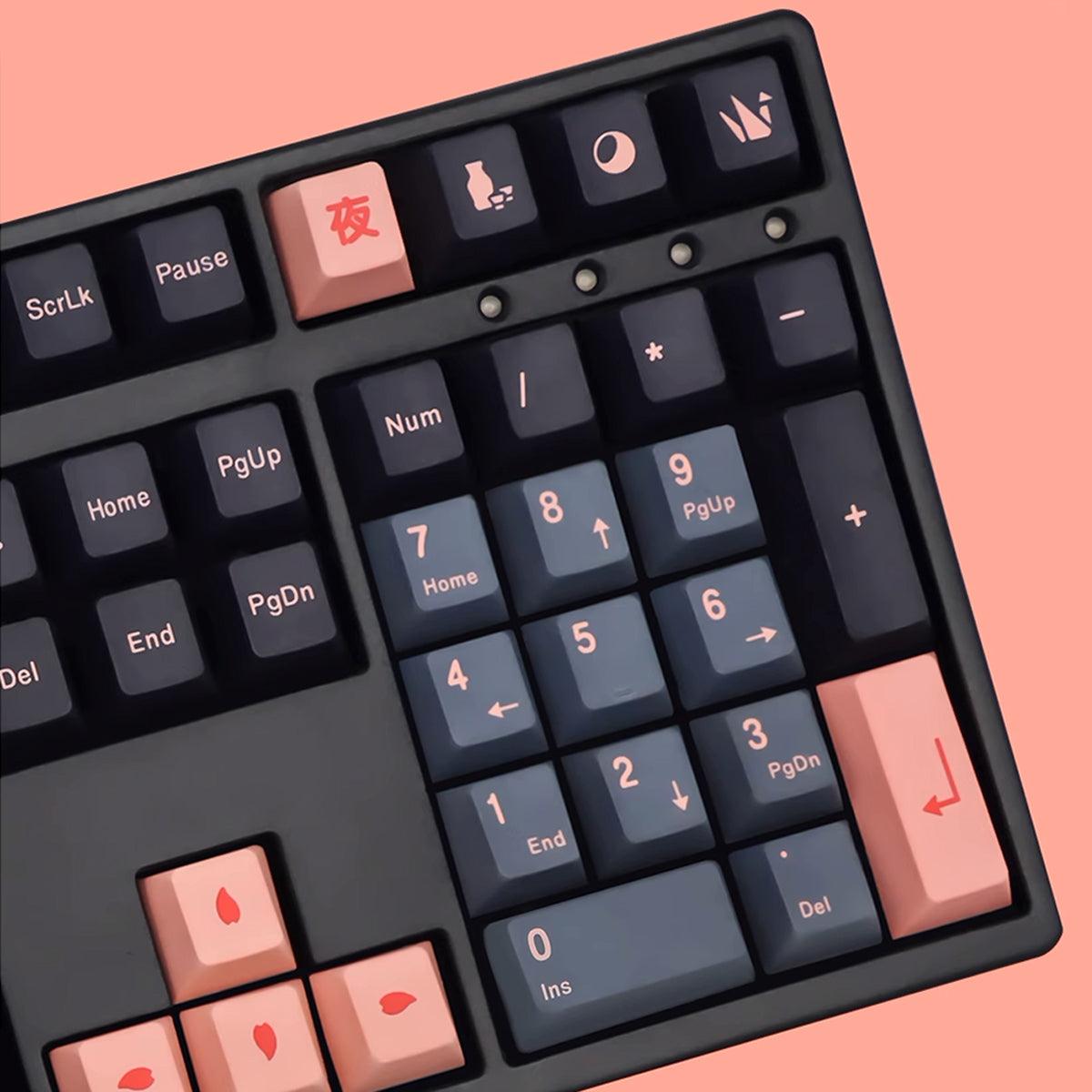 Cherry Profile Dye-Sub PBT Keycap Set - Yozakura Cherry Blosoms at Night - KeyCapUS