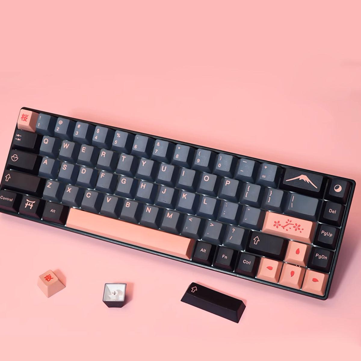 Cherry Profile Dye-Sub PBT Keycap Set - Yozakura Cherry Blosoms at Night - KeyCapUS