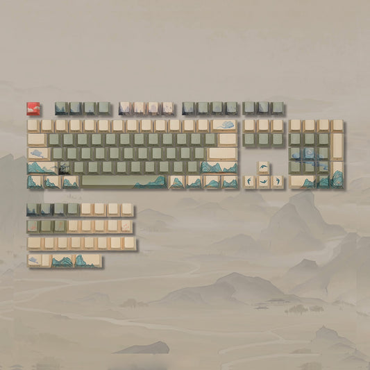 Cherry Profile Dye-Sub PBT Keycap Set - The Courtyard with Hibiscus - KeyCapUS