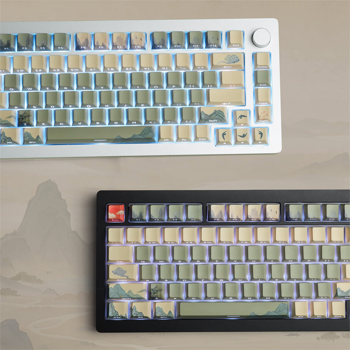 Cherry Profile Dye-Sub PBT Keycap Set - The Courtyard with Hibiscus - KeyCapUS