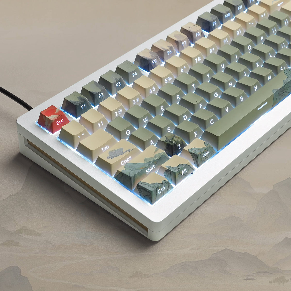 Cherry Profile Dye-Sub PBT Keycap Set - The Courtyard with Hibiscus - KeyCapUS