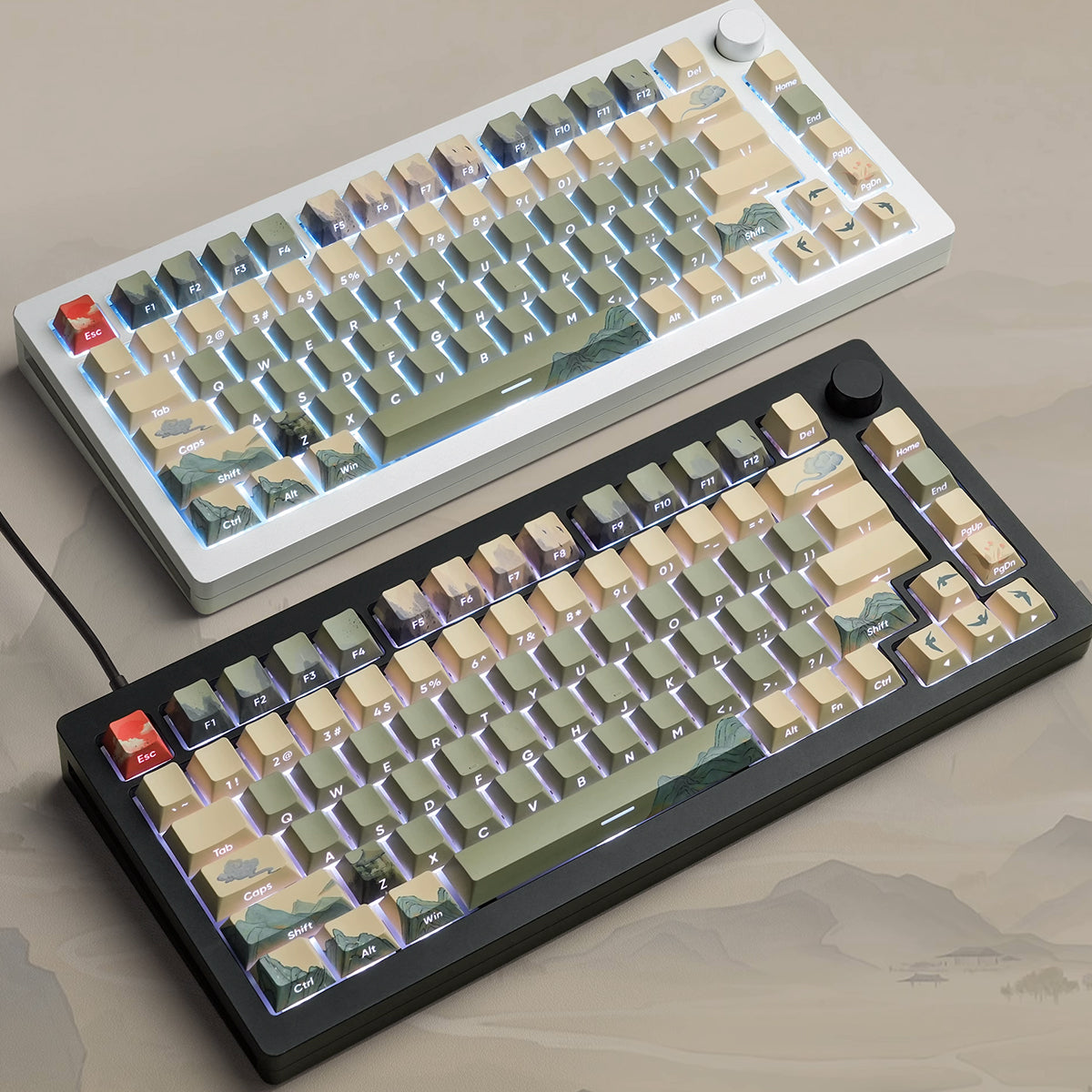 Cherry Profile Dye-Sub PBT Keycap Set - The Courtyard with Hibiscus - KeyCapUS