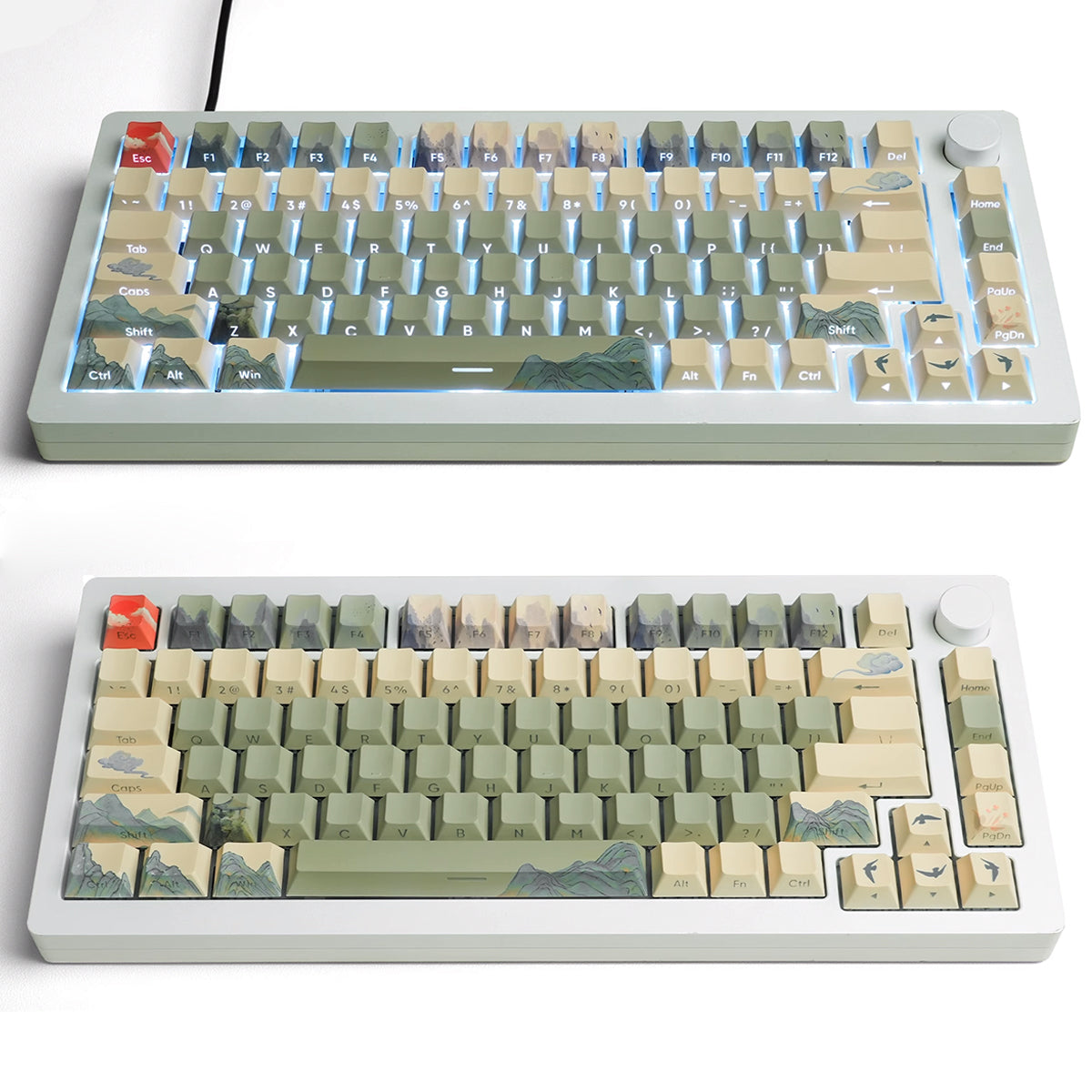 Cherry Profile Dye-Sub PBT Keycap Set - The Courtyard with Hibiscus - KeyCapUS