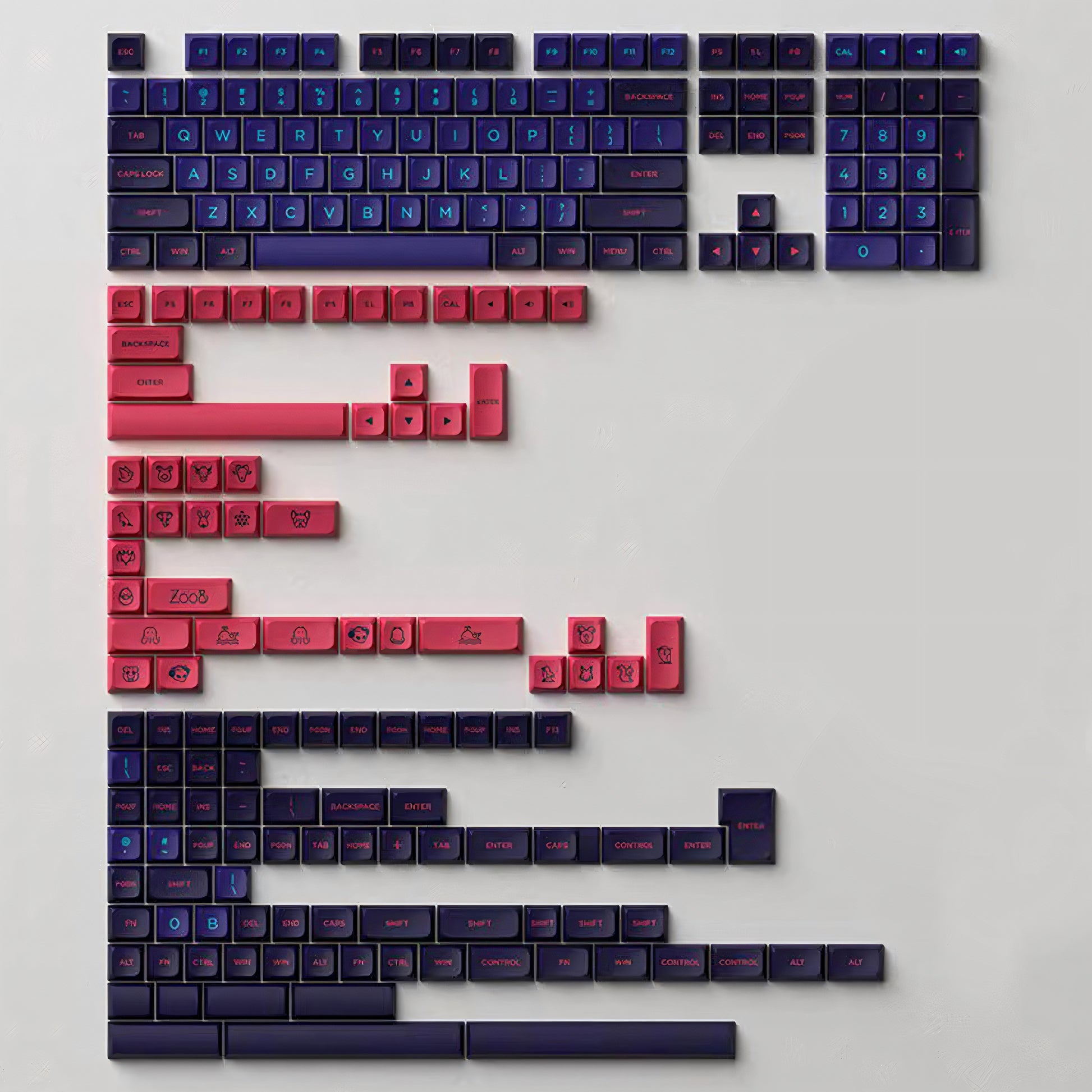 Retro Akko MDA PBT Dye-Sub Keycap Set - Neon - KeyCapUS