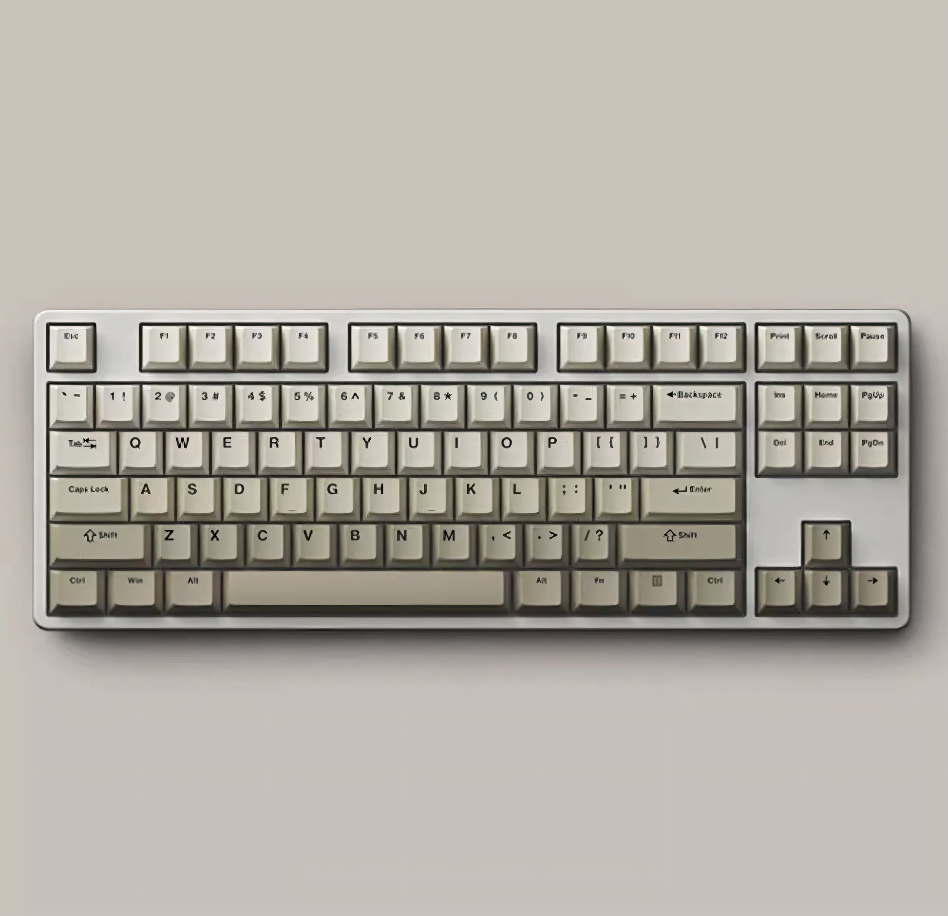 Retro Cherry Profile PBT Double-Shot Keycap Set - Warm Gray - KeyCapUS