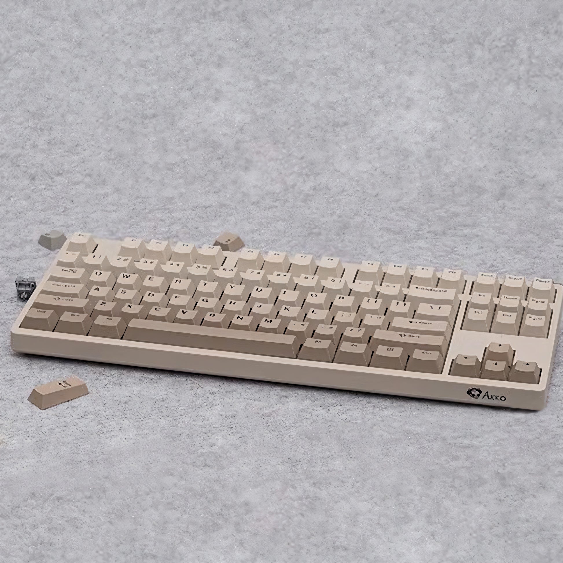 Retro Cherry Profile PBT Double-Shot Keycap Set - Warm Gray - KeyCapUS