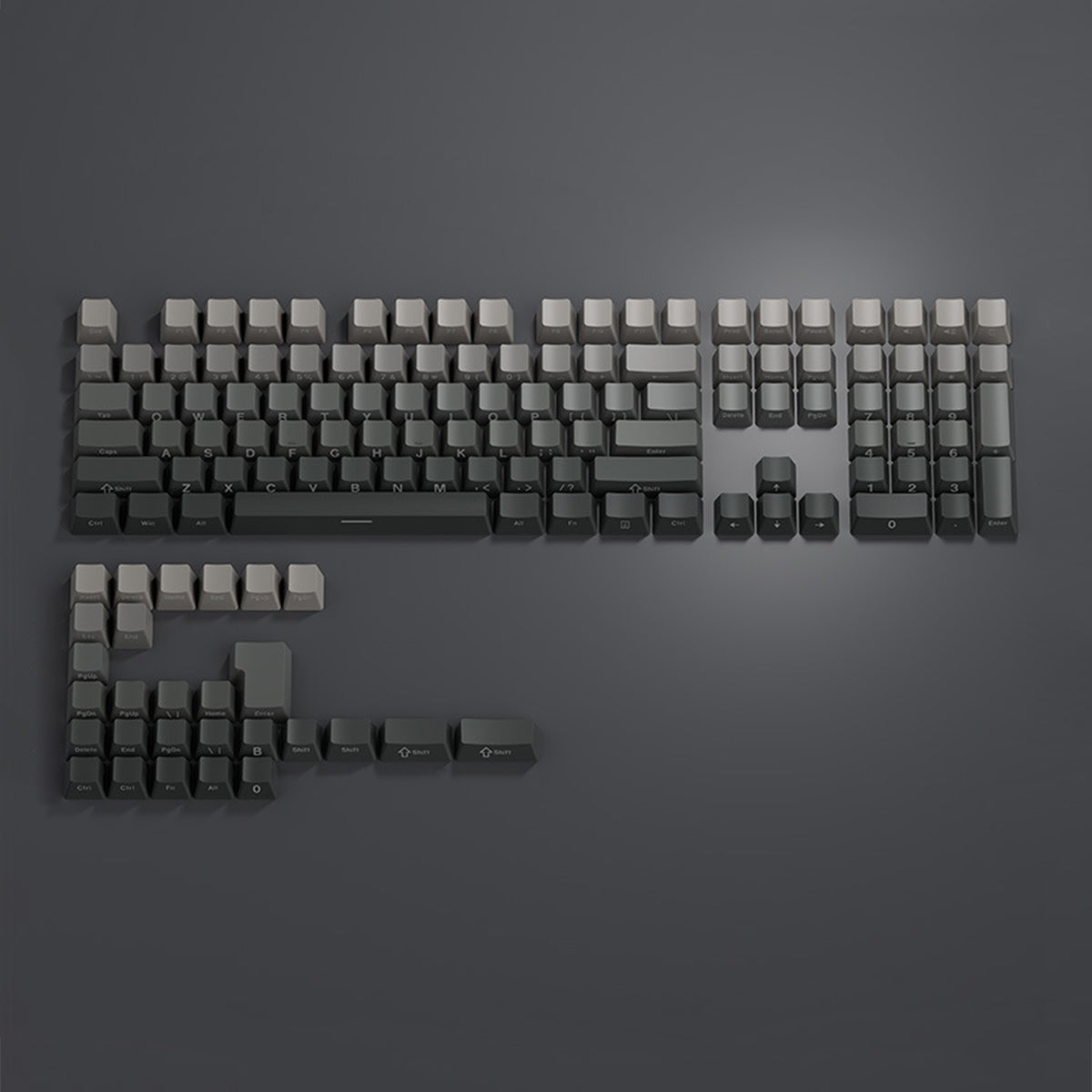 OEM/Cherry Profile Double-Shot PBT Keycap Set - Dark Gray Gradient - KeyCapUS