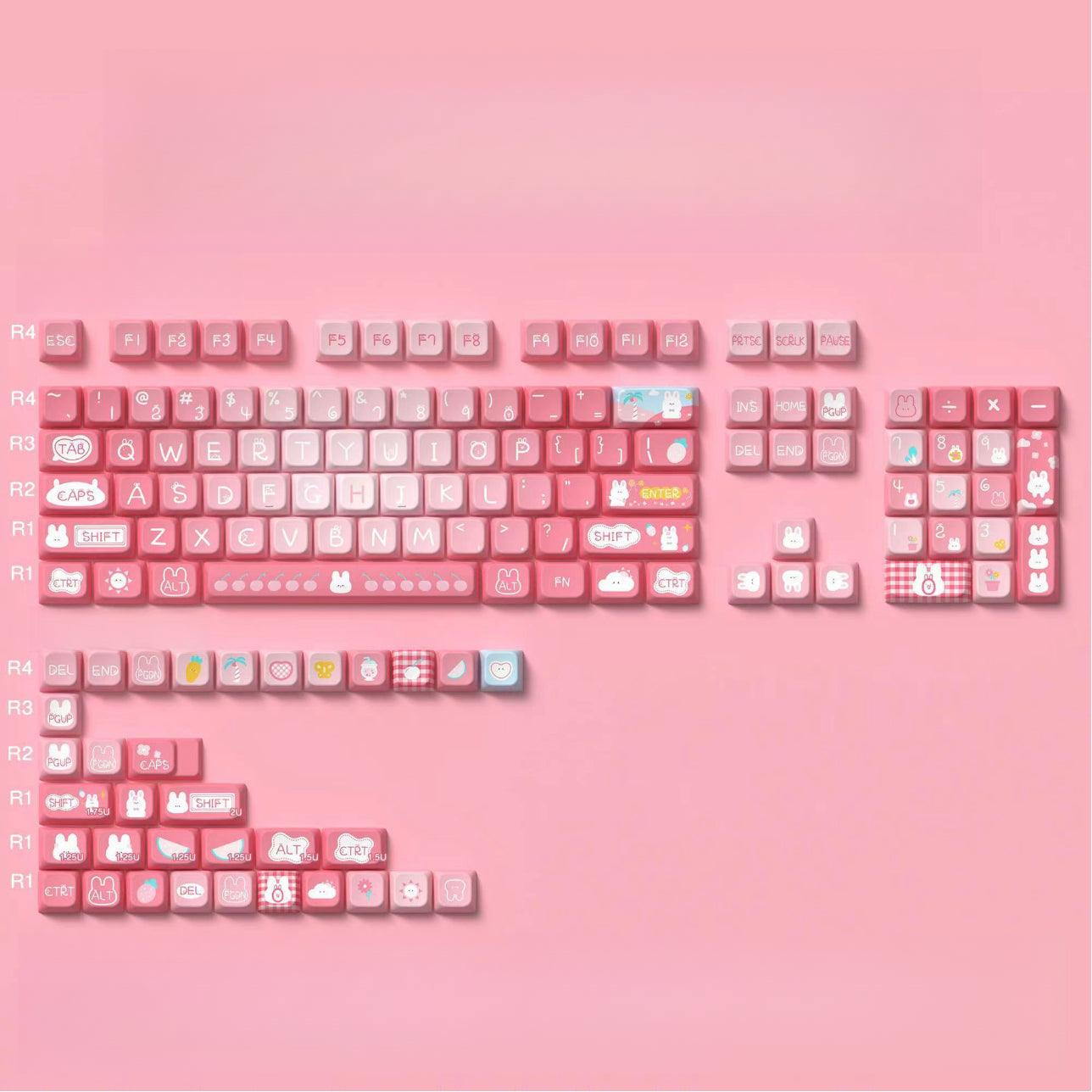 MDA Dye-Sub PBT Keycap Set - Pink Summer Bunny - KeyCapUS