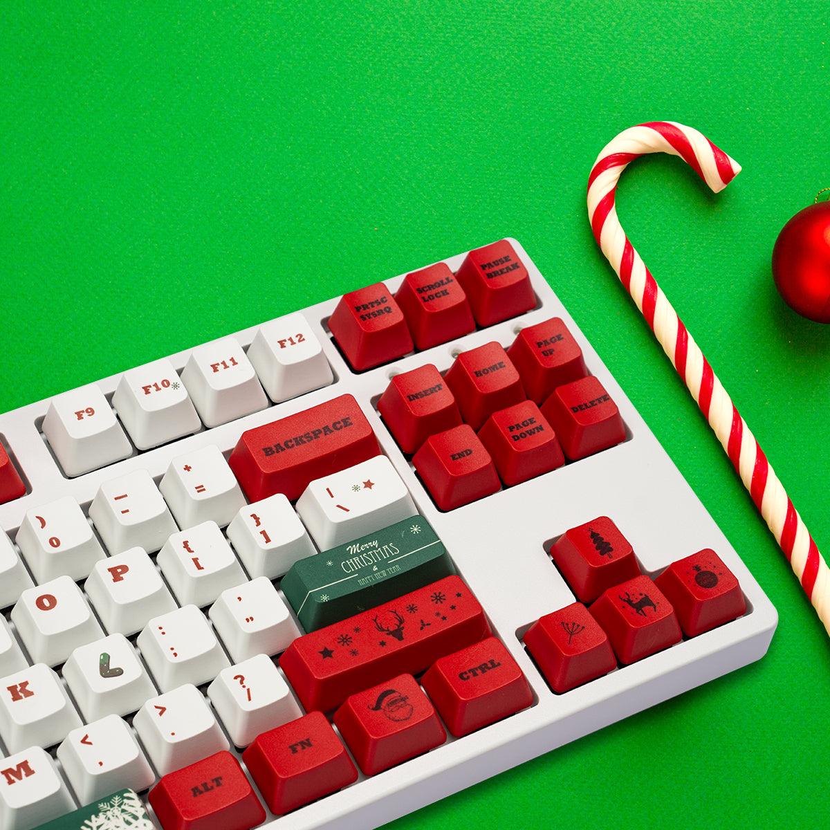 KeyCapUS 123 Keys OEM Profile DyeSub PBT Keycap Set Christmas Theme