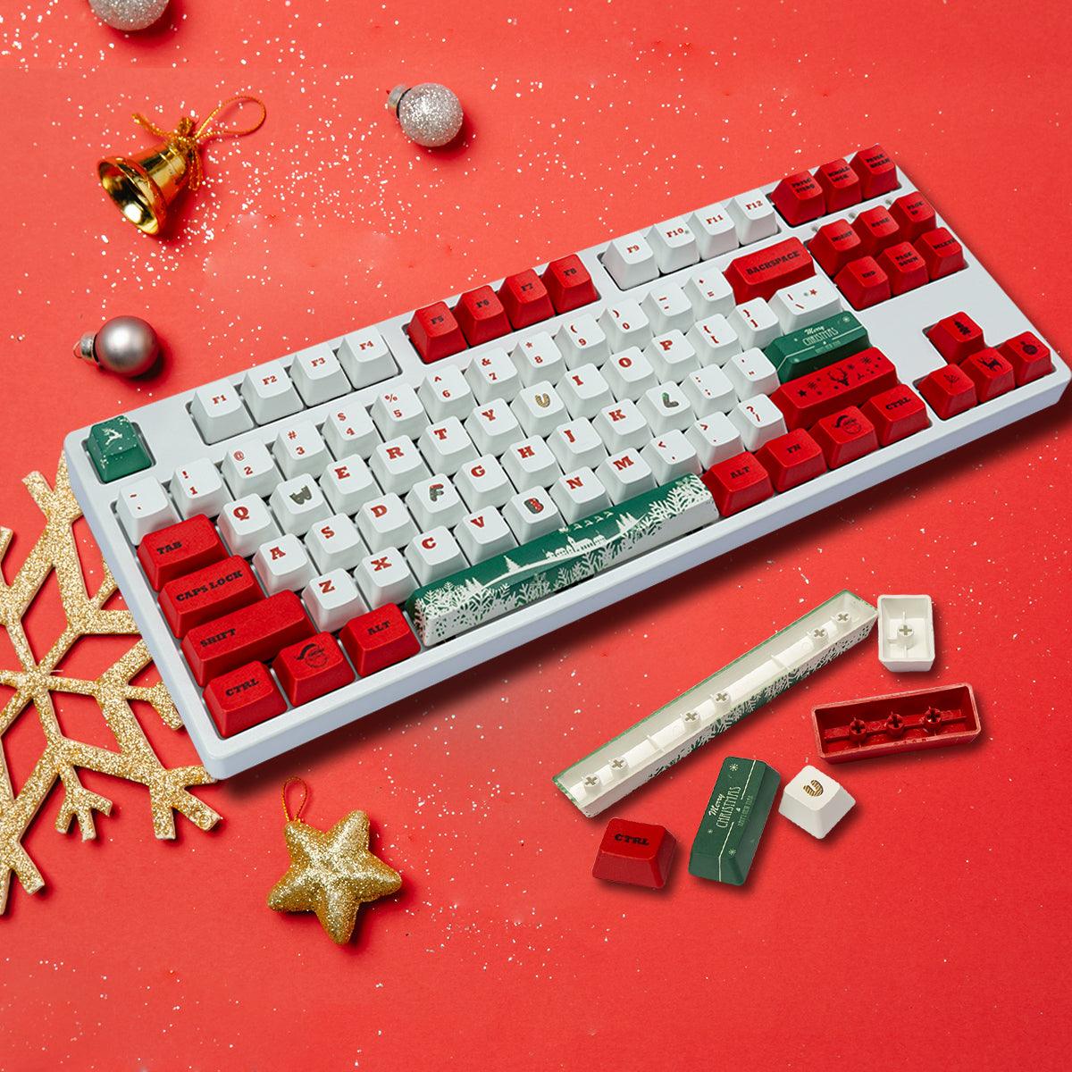 KeyCapUS 123 Keys OEM Profile DyeSub PBT Keycap Set Christmas Theme
