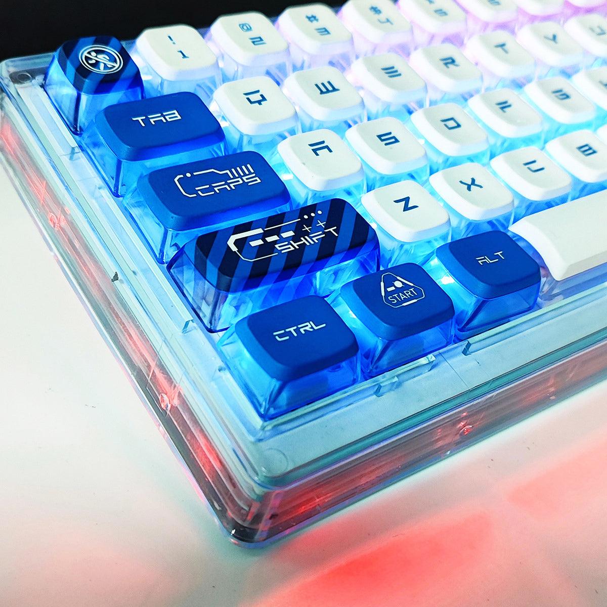 Cute Cherry Dye-Sub PBT Keycap Set - Blue and White - KeyCapUS