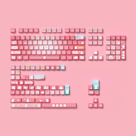 MDA Dye-Sub PBT Keycap Set - Pink Summer Bunny - KeyCapUS