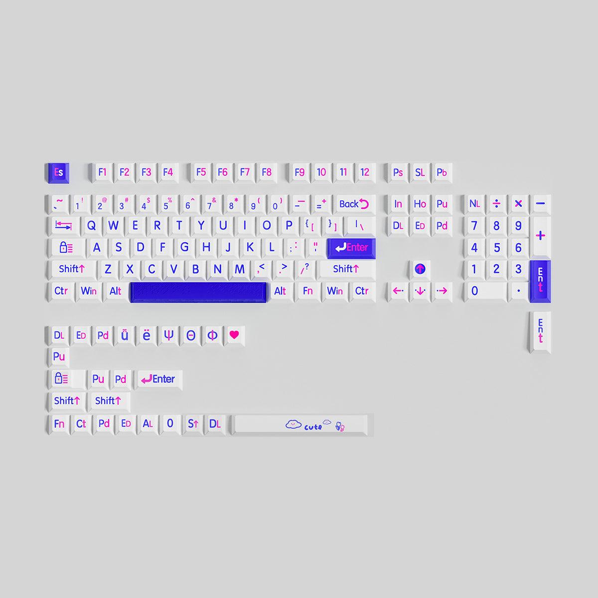 Cherry Profile Double-Shot PBT Keycap Set - Klein Blue Large Characters - KeyCapUS