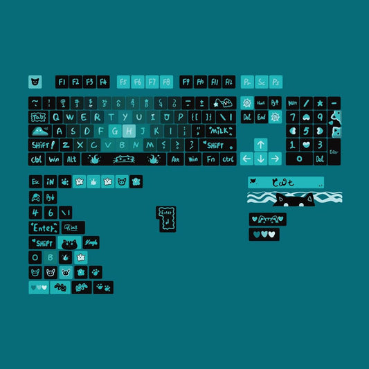MDA Dye-Sub PBT Keycap Set - Dark Ghost Cat - KeyCapUS